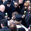 Costas le frère de Demis Roussos, Emilie et Cyril (enfants de Demis Roussos) - Obsèques du chanteur Demis Roussos au premier cimetière d'Athènes en Grèce le 30 janvier 2015. 