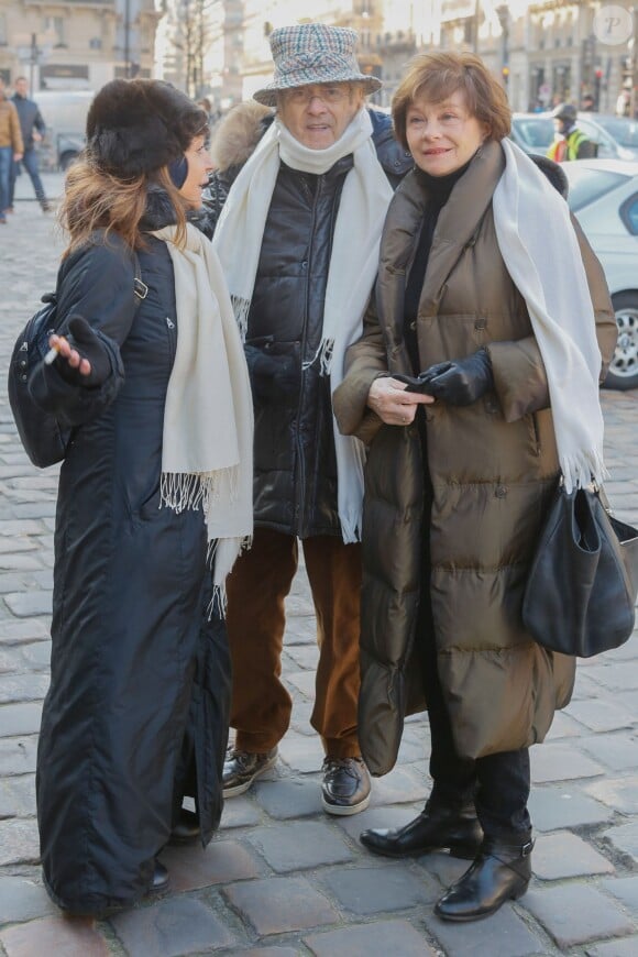 Sophie Artur, fille de José, Michel Legrand et sa femme Macha Méril - Hommage à José Artur en l'église Saint-Germain-des-Prés à Paris le 7 février 2015
