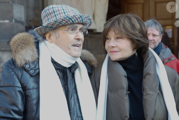 Michel Legrand et sa femme Macha Méril - Hommage à José Artur en l'église Saint-Germain-des-Prés à Paris le 7 février 2015