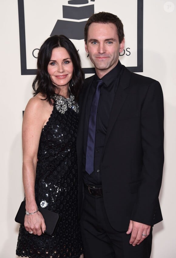 Courteney Cox et son fiancé Johnny McDaid - 57e soirée annuelle des Grammy Awards au Staples Center à Los Angeles, le 8 février 2015.