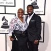 Malcolm-Jamal Warner et sa femme Pamela Warner - 57e soirée annuelle des Grammy Awards au Staples Center à Los Angeles, le 8 février 2015.