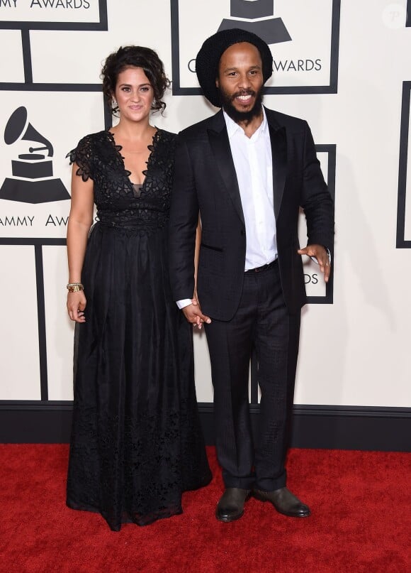 Ziggy Marley et sa femme Orly Agai - 57e soirée annuelle des Grammy Awards au Staples Center à Los Angeles, le 8 février 2015.