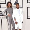 Pharrell Williams et sa femme Helen Lasichanh - 57e soirée annuelle des Grammy Awards au Staples Center à Los Angeles, le 8 février 2015.