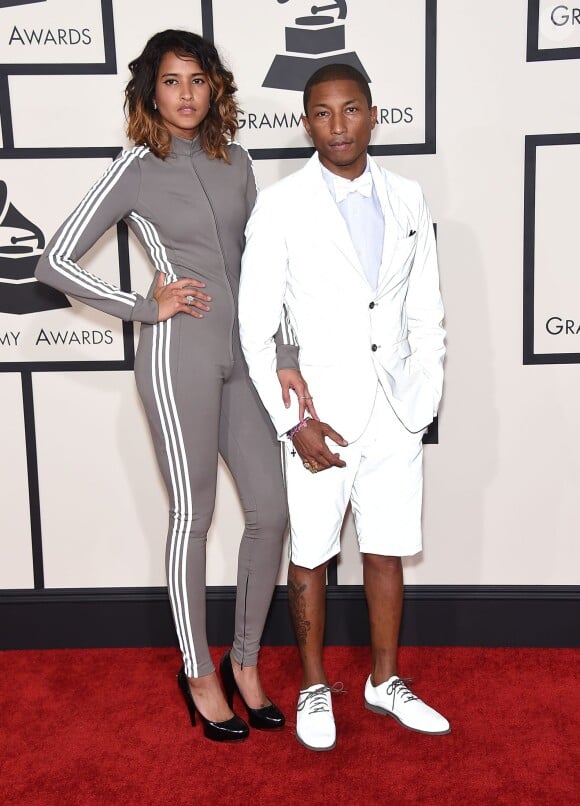 Pharrell Williams et sa femme Helen Lasichanh - 57e soirée annuelle des Grammy Awards au Staples Center à Los Angeles, le 8 février 2015.