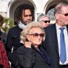 Bernadette Chirac et Christian Karembeu ont fait une halte à Nice dans le cadre de la tournée des Pièces jaunes, le 7 février 2015