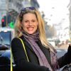 Michelle Hunziker enceinte fait du shopping dans la boutique Longchamp à Milan, en Italie, le 10 février 2015.