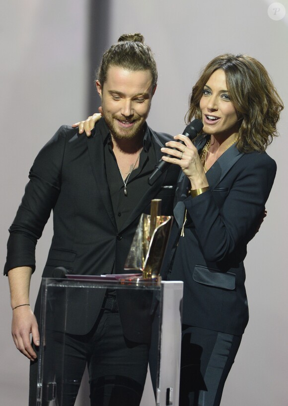 Julien Doré et Virginie Guilhaume - Soirée des 30e Victoires de la Musique au Zénith de Paris, le 13 février 2015.