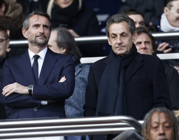 Jean-Claude Blanc et Nicolas Sarkozy - People au match PSG-Caen 25ème journée au Parc des Princes à Paris, le 14 février 2015.
