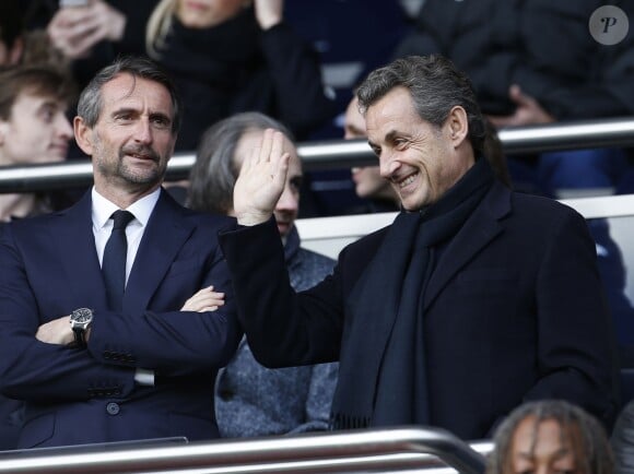 Jean-Claude Blanc et Nicolas Sarkozy - People au match PSG-Caen 25ème journée au Parc des Princes à Paris, le 14 février 2015.
