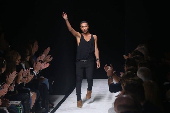 Le styliste Olivier Rousteing - Défilé de mode "Balmain", collection prêt-à-porter printemps-été 2015, à Paris. Le 25 septembre 2014