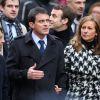 Manuel Valls et sa femme Anne Gravoin lors de la marche républicaine pour Charlie Hebdo à Paris le 11 janvier 2015