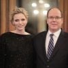 Exclusif - La princesse Charlene de Monaco, en présence de son époux le prince Albert II de Monaco et de son frère Gareth Wittstock, annonçait le 19 février 2015 le South Africa - Monaco Rugby Exchange, né d'un partenariat avec la SARLA (South Africa Rugby Legends Association), lors d'un cocktail organisé par sa Fondation au Casino de Monte-Carlo.