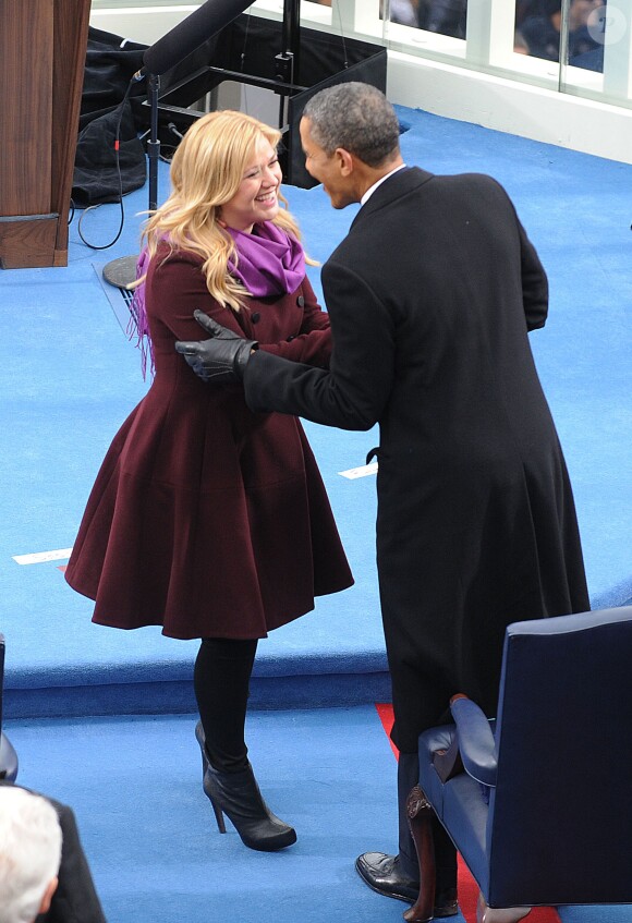 Kelly Clarkson et son mari et manager Brandon Blackstock lors de l'inauguration présidentielle à Washington le 21 janvier 2013, ils viennent rencontrer Barack Obama.