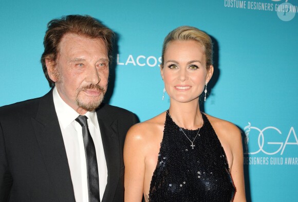 Johnny Hallyday et sa femme Laeticia au 17e Costume Designers Guild Awards à Beverly Hills, le 17 février 2015.