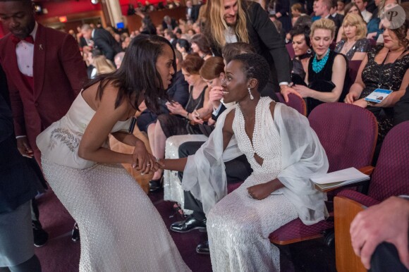 Presenters Kerry Washington and Lupita Nyong'o share a moment during the live ABC Telecast of 87th Oscars Academy Awards at the Dolby Theatre in Hollywood, Los Angeles, CA, USA on Sunday, February 22, 2015. Photo by A.M.P.A.S./ABACAPRESS.COM23/02/2015 - Los Angeles