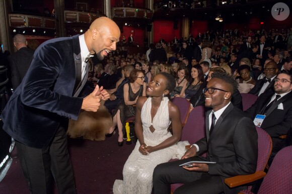 Lonnie Lynn (Common) Oscar nominee for Achievement in Music (Original Song), for work on "Selma" chats with presenter Lupita Nyong'o during the live ABC Telecast of T87th Oscars Academy Awards at the Dolby Theatre in Hollywood, Los Angeles, CA, USA on Sunday, February 22, 2015. Photo by A.M.P.A.S./ABACAPRESS.COM23/02/2015 - Los Angeles