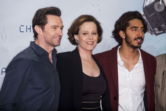 Hugh Jackman, Sigourney Weaver et Dev Patel - Présentation du film "Chappie" à Berlin, le 27 février 2015