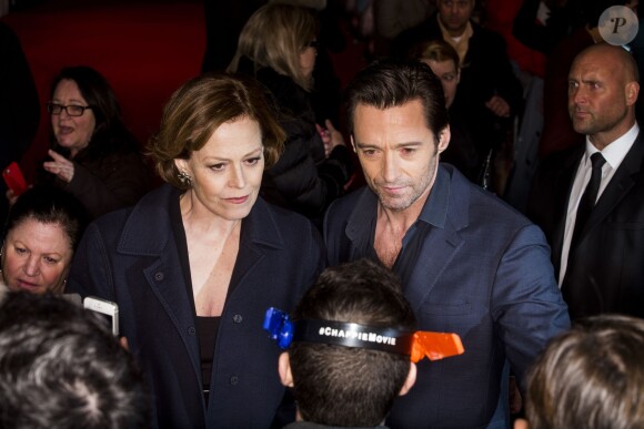 Sigourney Weaver et Hugh Jackman - Présentation du film "Chappie" à Berlin, le 27 février 2015