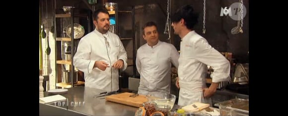 Jean-François Piège, Alexandre Gauthier et Olivier dans Top Chef 2015, le lundi 2 mars 2015 sur M6.