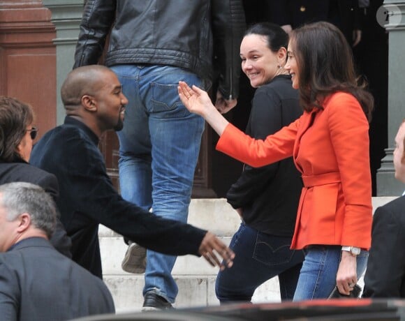 Kanye West et Nancy Shevell arrivent à l'Opéra de Paris pour assister au défilé Stella McCartney automne-hiver 2015-2016. Paris, le 9 mars 2015.
