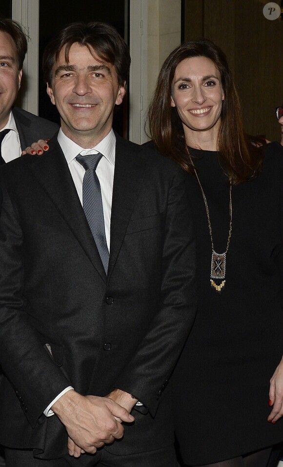 Exclusif - Yannick Alléno et sa femme Laurence Bonnel - Le célèbre chef cuisinier Yannick Alléno fête sa 3e étoile au Guide Michelin avec son équipe au Restaurant "Victoria Club " à Paris le 2 février 2015.