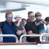 Elton John, son compagnon David Furnish et leurs fils Elijah et Zachary à Saint-Tropez, le 19 août 2014.