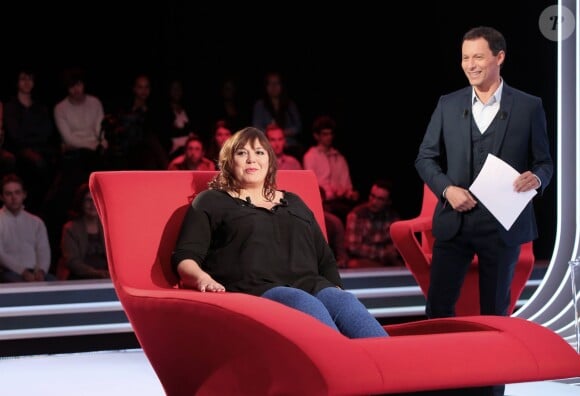 Exclusif - Enregistrement de l'émission Le Divan présentée par Marc-Olivier Fogiel, avec Michèle Bernier, le 13 mars 2015. Emission diffusée le 17 mars 2015, sur France 3.