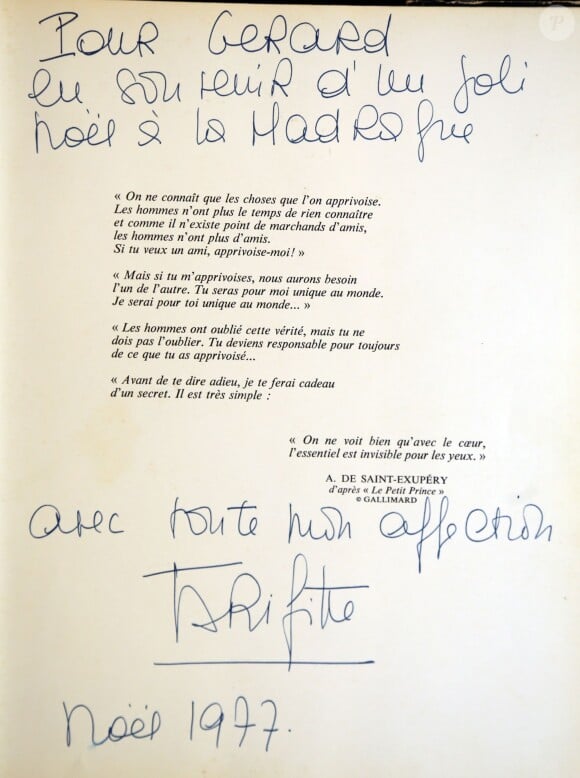 Exclusif - Collection privée de Gérard Montel, grand ami de Brigitte Bardot. Il est décédé le 11 mars 2015