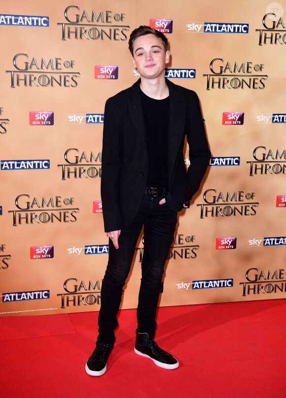 Dean-Charles Chapman à l'avant-première mondiale de la saison 5 de "Game of Thrones" organisée à Londres, le 18 mars 2015.