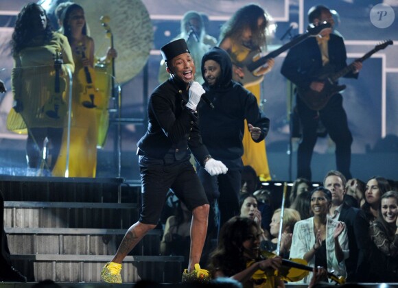 Pharrell Williams lors des 57e Grammy Awards au Staples Center.  Los Angeles, le 8 février 2015.