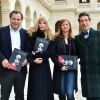 Benjamin Patou, Arielle Dombasle, Anne Gravoin et Vincent Darré - Conférence de presse pour le lancement de la nouvelle saison d'Opéra en plein air avec la présentation de "La Traviata" dans la cour d'honneur des Invalides à Paris, le 13 mars 2015.