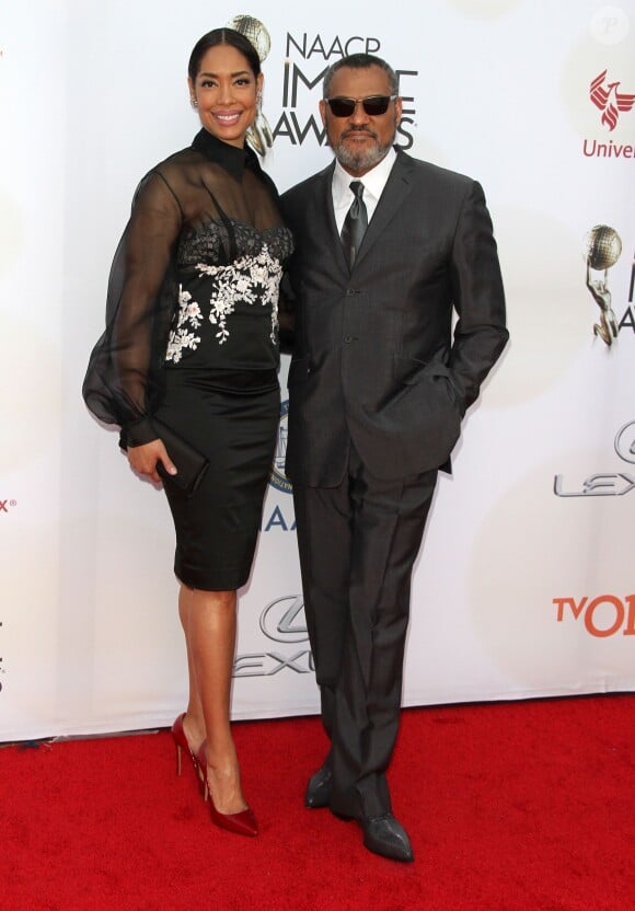 Laurence Fishburne et sa femme Gina Torres à la 46ème cérémonie annuelle des "NAACP Image Awards" au Pasadena Civic Auditorium à Pasadena, le 6 février 2015. 