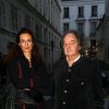 Gonzague Saint Bris et guest - Soirée d'anniversaire de Serge Gainsbourg, qui aurait fêté ses 87 ans, devant son domicile rue de Verneuil à Paris. Le 2 avril 2015 02/04/2015 - Paris
