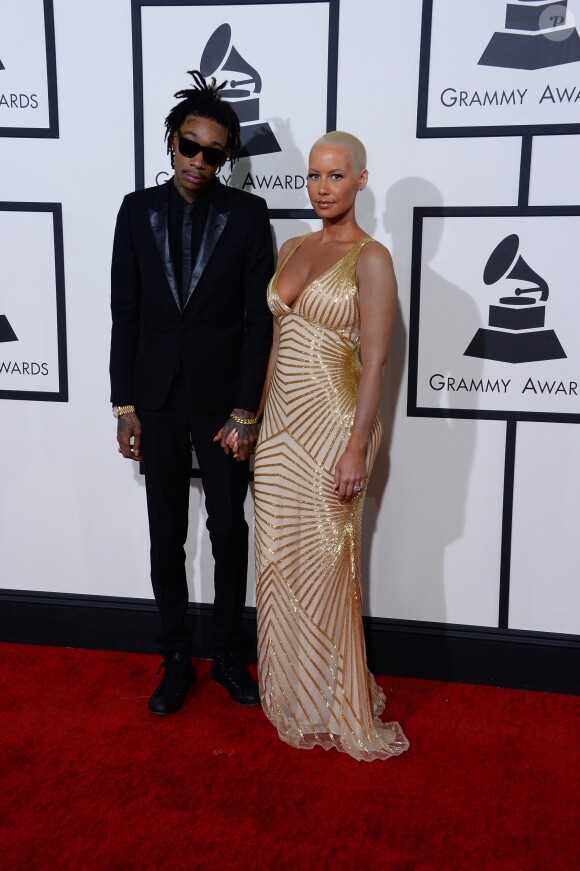 Wiz Khalifa et sa femme Amber Rose - 56eme ceremonie des Grammy Awards a Los Angeles, le 26 janvier 2014. 