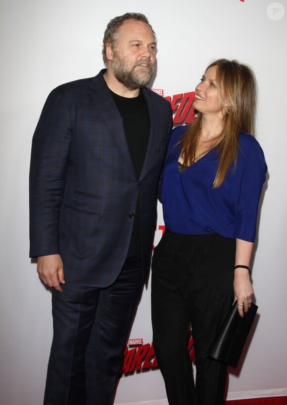 Vincent D'Onofrio et sa femme Carin van der Donk - Avant-première de "Daredevil" à Los Angeles, le 2 avril 2015.