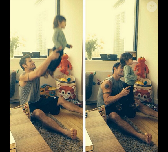Vanessa Lachey a ajouté une photo de son mari Nick et leur fils Camden John sur Instagram, le 11 avril 2014