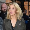 Ellie Goulding et son petit ami Dougie Poynter arrivent dans un lieu gardé secret à Soho, Londres, le 26 mars 2015 