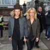 Ellie Goulding et son petit ami Dougie Poynter arrivent dans un lieu gardé secret à Soho, Londres, le 26 mars 2015 