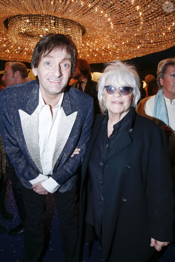 Pierre Palmade et Catherine Lara - Présentation de la nouvelle revue "Paris Merveilles" du Lido à Paris le 8 avril 2015.