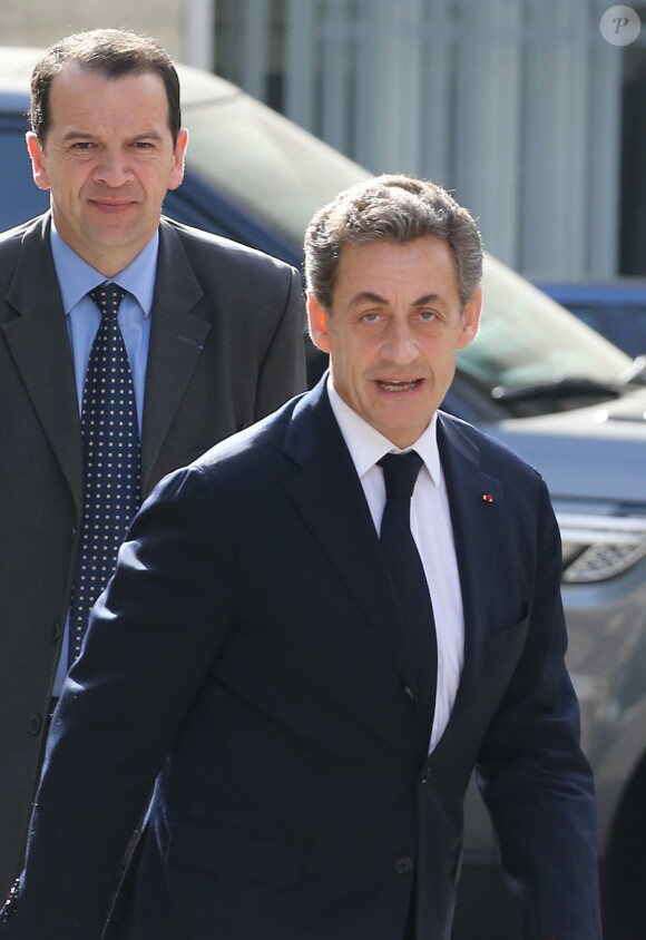 Nicolas Sarkozy - Obsèques de Patrice Dominguez en la Basilique Sainte-Clotilde à Paris le 16 avril 2015
