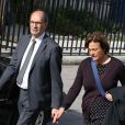  &Eacute;ric Woerth et sa femme Florence - Obs&egrave;ques de Patrice Dominguez en la Basilique Sainte-Clotilde &agrave; Paris le 16 avril 2015 