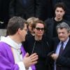 Cendrine Dominguez, Jean-Louis Borloo - Sorties des obsèques de Patrice Dominguez en la basilique Sainte Clotilde à Paris. Le 16 avril 2015