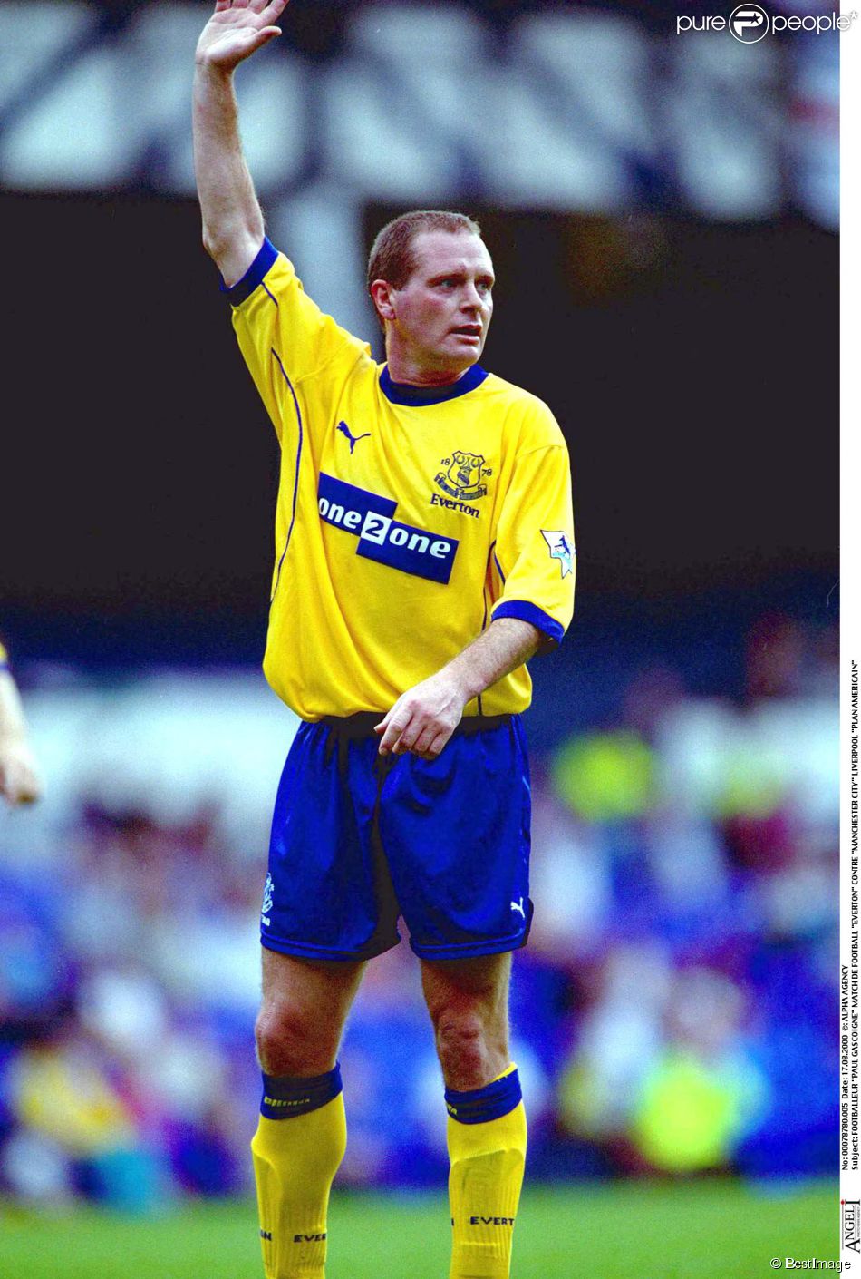  Paul Gascoigne lors d&#039;un match entre Everton et Manchester City, &amp;agrave; Liverpool, le 17 ao&amp;ucirc;t 2000 