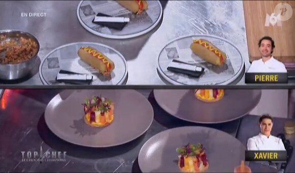 Les entrées à base de carotte de Pierre et Xavier, dans Top Chef, le choc des champions 2015, sur M6, le lundi 20 avril 2015.