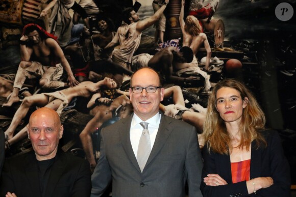 Le prince Albert II de Monaco prenait part le 22 avril 2015 au vernissage de l'exposition Another Day on Earth du photographe Gérard Rancinan, au Musée Océanographique de Monaco, en présence de l'artiste.