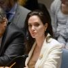 L'actrice Angelina Jolie intervient devant le Conseil de sécurité de l'ONU, en sa qualité d'envoyée spéciale du Haut commissariat de l'ONU, le vendredi 24 avril 2015