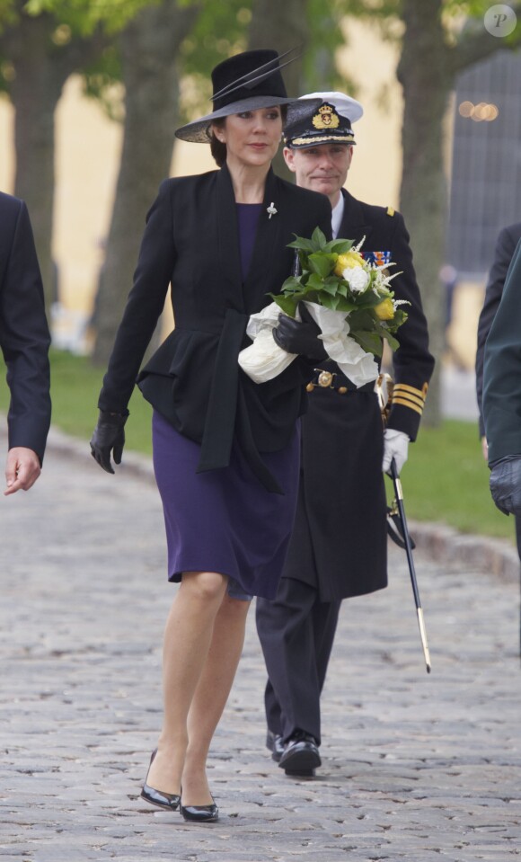 La princesse Mary de Danemark lors d'une cérémonie pour l'ANZAC Day à la citadelle de Copenhague, le 25 avril 2015.