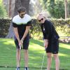 Jennie Garth et son fiancé David Abrams passent la journée au Golf de Calabasas, Los Angeles, le 26 avril 2015
