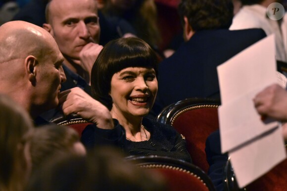 Exclusif - Mireille Mathieu assiste au concert de Vincent Niclo au Thêatre du Châtelet pour la dernière date de sa tournée à Paris, le 24 avril 2015.