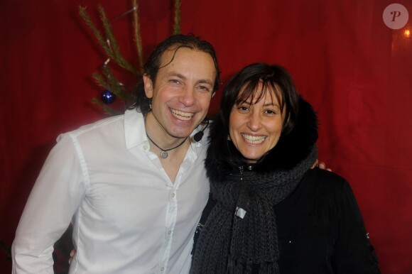 Exclusif - Philippe Candeloro et sa femme Olivia - Patinoire de Charenton avec la troupe Candeloro Show Company. Il présente son spectacle Dancing' on ice le 19 décembre 2012.